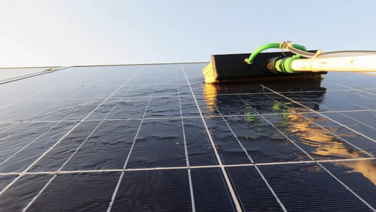 Solar panel grime after rainfall