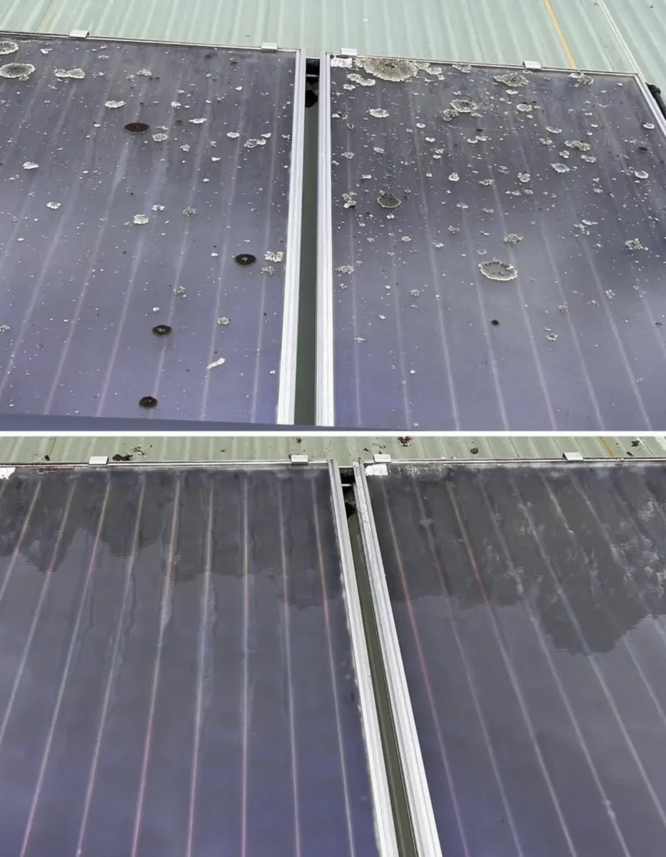Solar panels in dusty rural setting